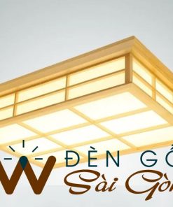 Đèn gỗ ốp trần phòng khách hình hộp chữ nhật DG726