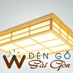 Đèn gỗ ốp trần phòng khách hình hộp chữ nhật DG726